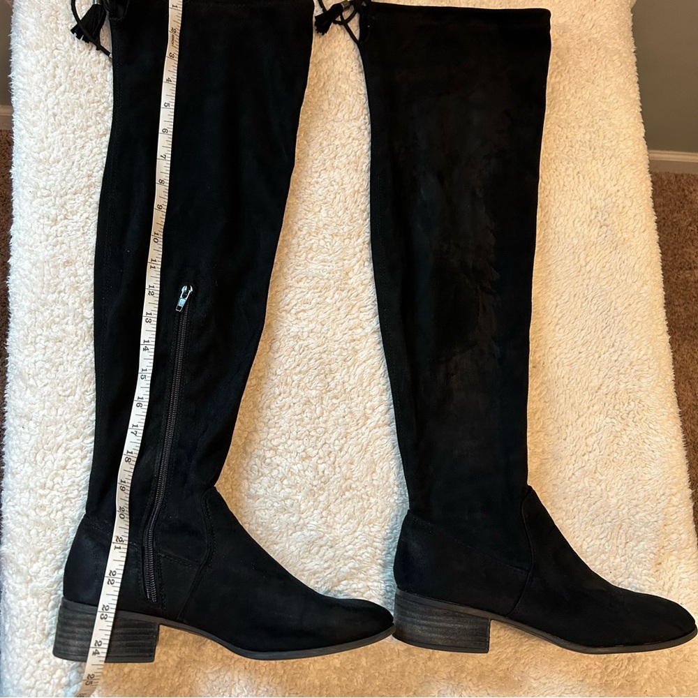 Madden Girl Black Over the Knee ‘Prissley’ Tassel Stretch Faux Suede Boots 10 - Picture 8 of 14